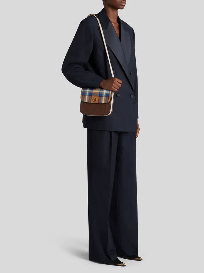 Women Small Essential Bag With Tartan Print Etro Shoulder Bags