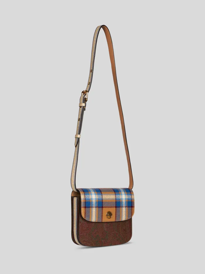 Women Small Essential Bag With Tartan Print Etro Shoulder Bags