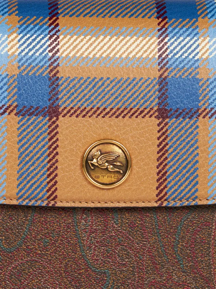 Women Small Essential Bag With Tartan Print Etro Shoulder Bags