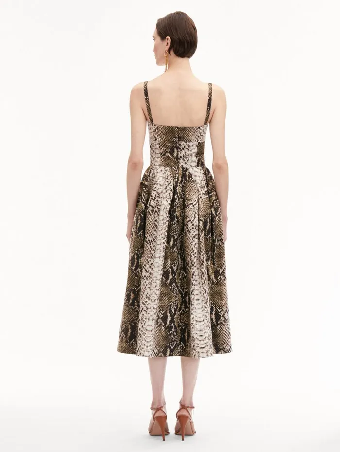 Women Snake Cotton Poplin Dress Olive Oscar De La Renta Dresses Women Snake Cotton Poplin Dress Olive Oscar De La Renta Dresses