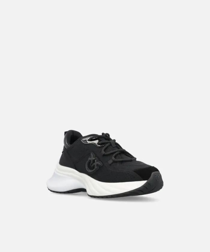 Women Sneakers Pinko Ariel Perforated Sneakers With Bird Logo Limo Black Women Sneakers Pinko Ariel Perforated Sneakers With Bird Logo Limo Black