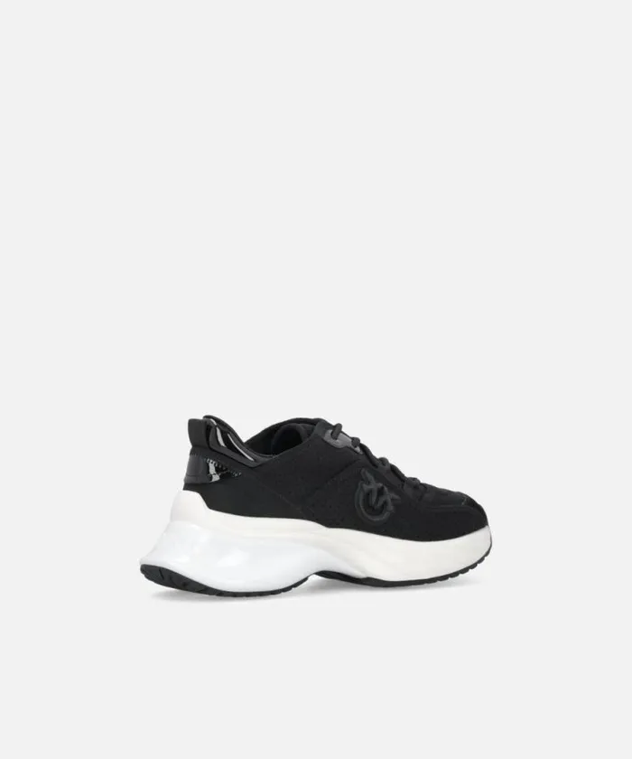 Women Sneakers Pinko Ariel Perforated Sneakers With Bird Logo Limo Black Women Sneakers Pinko Ariel Perforated Sneakers With Bird Logo Limo Black