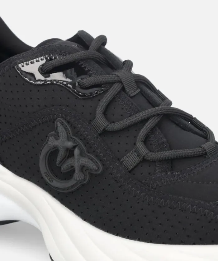 Women Sneakers Pinko Ariel Perforated Sneakers With Bird Logo Limo Black Women Sneakers Pinko Ariel Perforated Sneakers With Bird Logo Limo Black