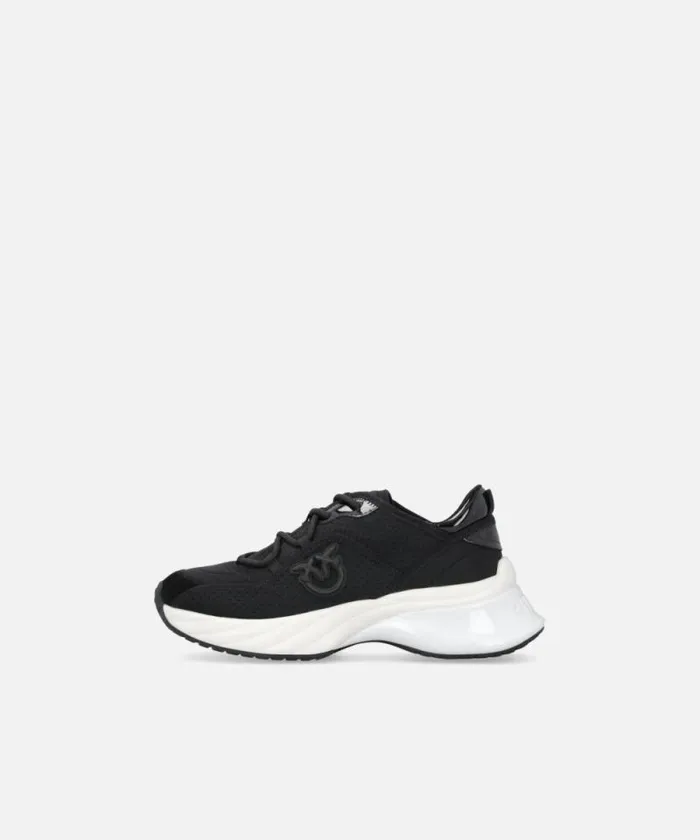 Women Sneakers Pinko Ariel Perforated Sneakers With Bird Logo Limo Black Women Sneakers Pinko Ariel Perforated Sneakers With Bird Logo Limo Black