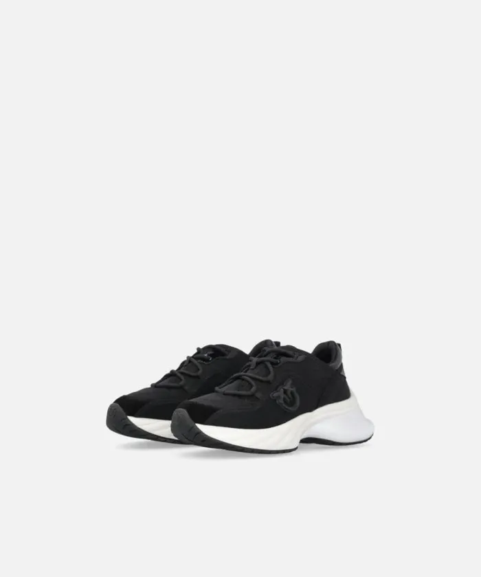 Women Sneakers Pinko Ariel Perforated Sneakers With Bird Logo Limo Black Women Sneakers Pinko Ariel Perforated Sneakers With Bird Logo Limo Black