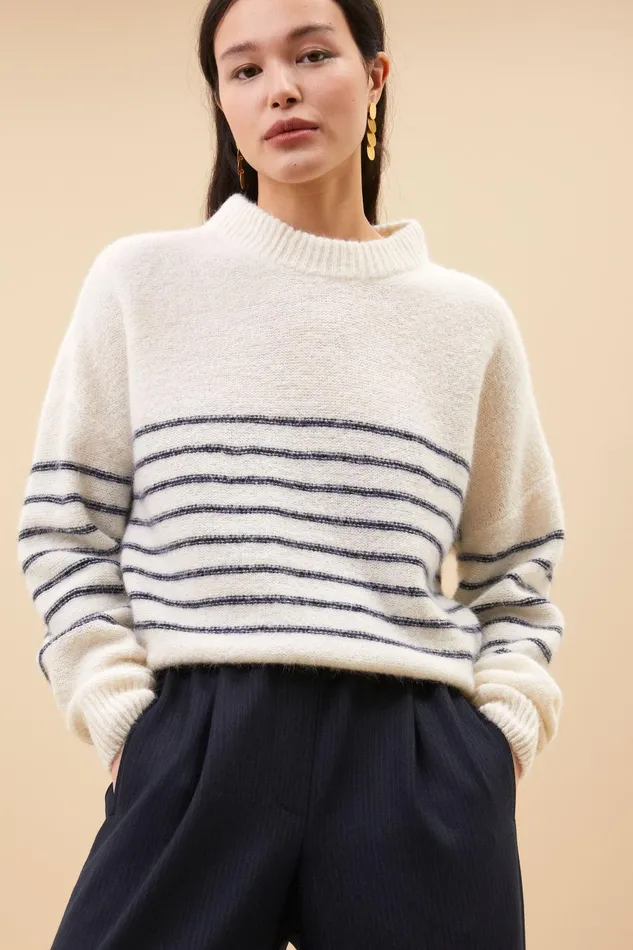 Women Sonny Stripe Pullover Off White Bybar Pullovers