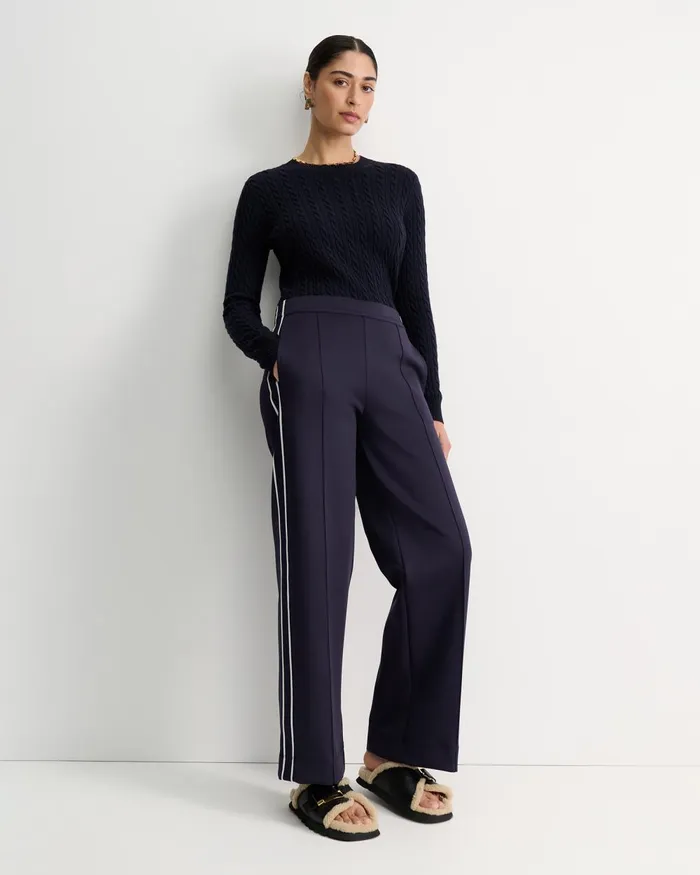 Women Sportscraft Knits and Cardigans Merino Wool Baby Cable Sweater Navy