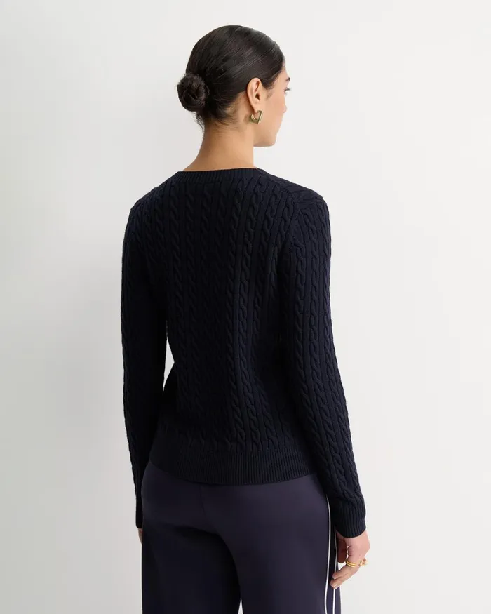 Women Sportscraft Knits and Cardigans Merino Wool Baby Cable Sweater Navy