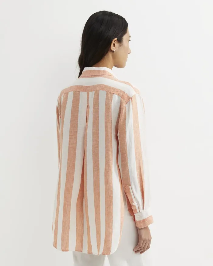 Women Sportscraft Shirts Callie Stripe Long Sleeve Linen Shirt Orangewhite