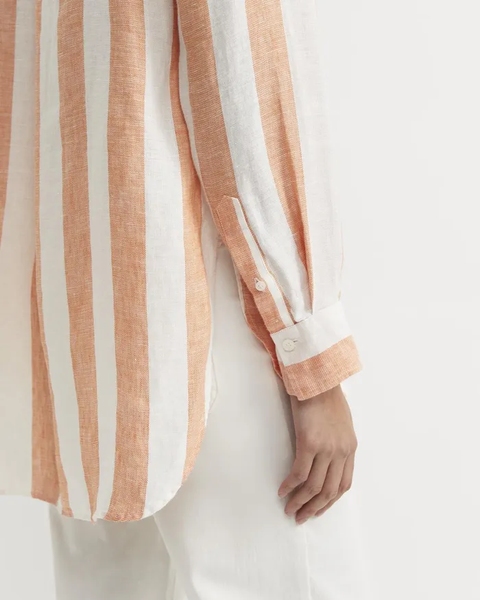 Women Sportscraft Shirts Callie Stripe Long Sleeve Linen Shirt Orangewhite