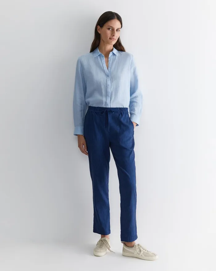 Women Sportscraft Shirts Dahlia Long Sleeve Linen Shirt Light Blue