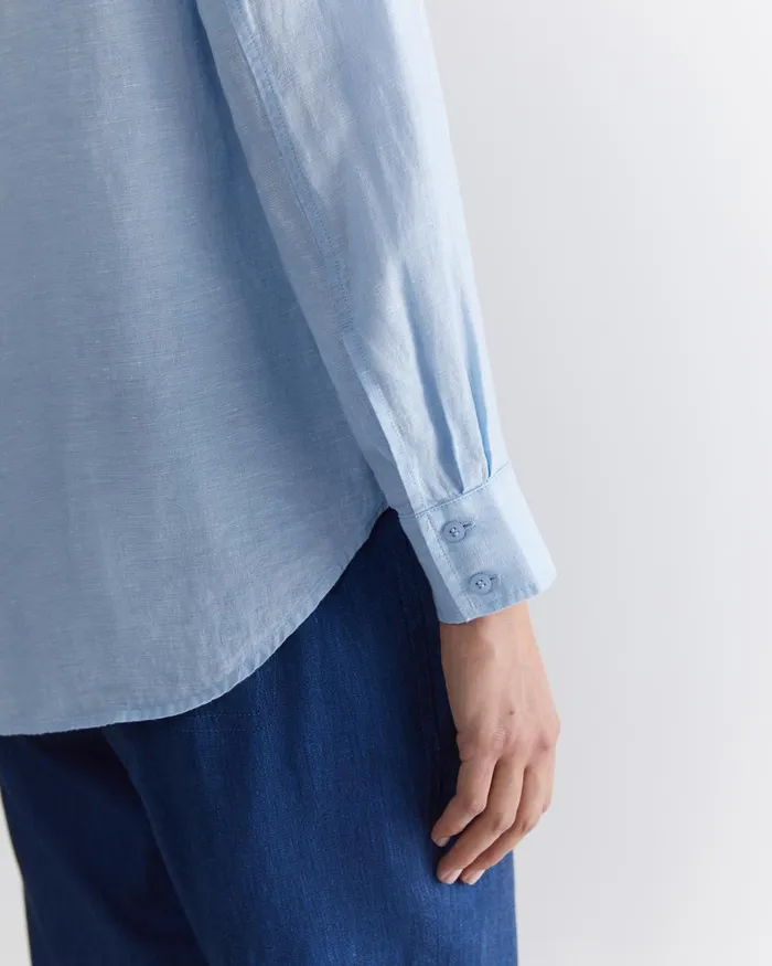 Women Sportscraft Shirts Dahlia Long Sleeve Linen Shirt Light Blue