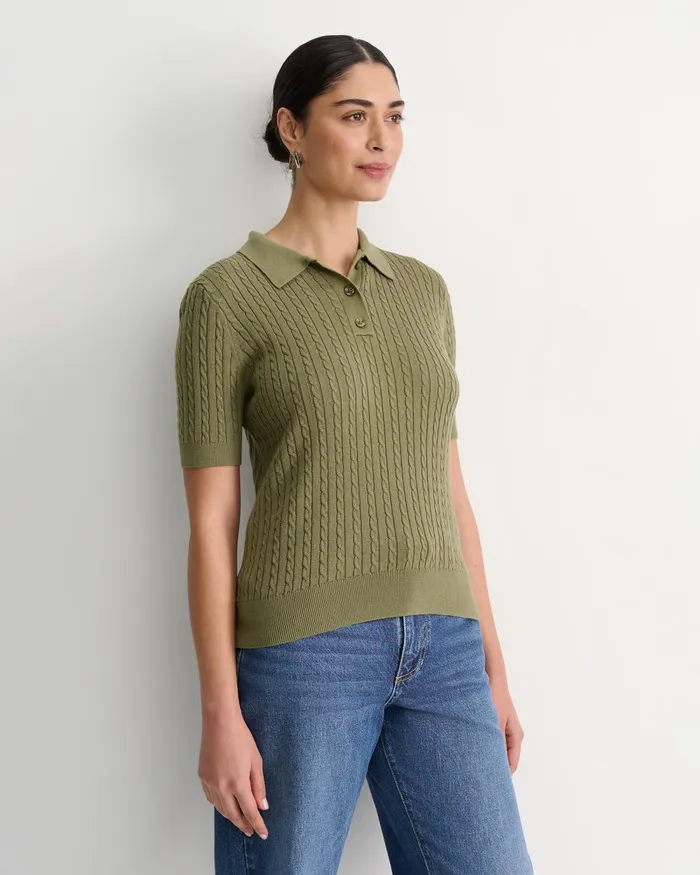 Women Sportscraft Tops and Tees Elka Cable Polo Khaki