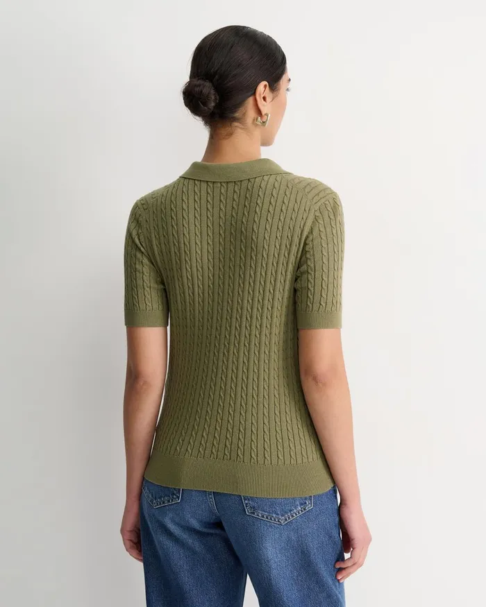 Women Sportscraft Tops and Tees Elka Cable Polo Khaki