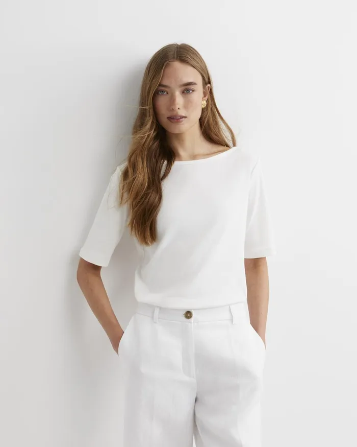 Women Sportscraft Tops and Tees Heidi Boat Neck Half Sleeve Tee White