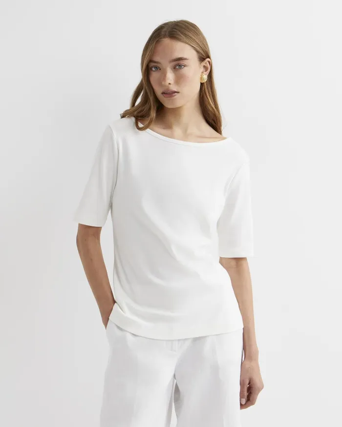 Women Sportscraft Tops and Tees Heidi Boat Neck Half Sleeve Tee White