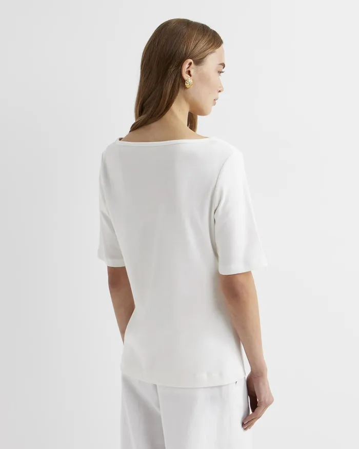 Women Sportscraft Tops and Tees Heidi Boat Neck Half Sleeve Tee White