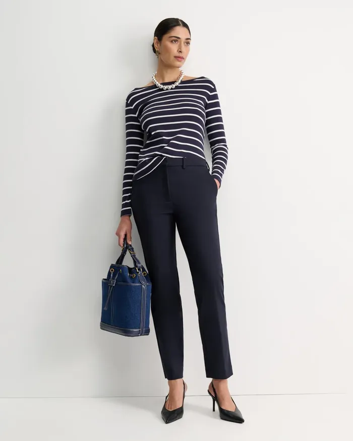 Women Sportscraft Tops and Tees Heidi Long Sleeve Rib Tee Navywhite
