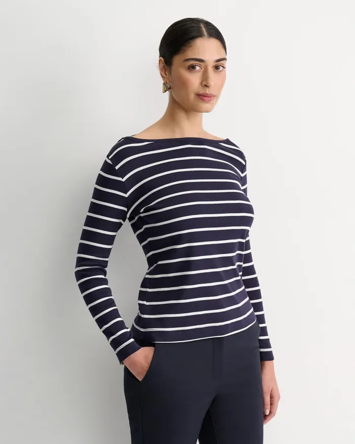 Women Sportscraft Tops and Tees Heidi Long Sleeve Rib Tee Navywhite