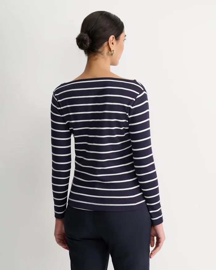 Women Sportscraft Tops and Tees Heidi Long Sleeve Rib Tee Navywhite