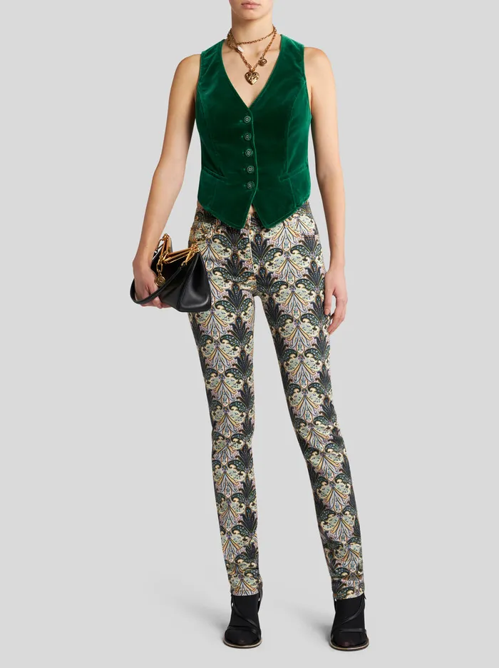 Women Stretch Cotton Denim Jeans Etro Trousers