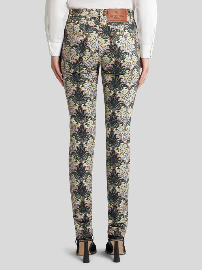 Women Stretch Cotton Denim Jeans Etro Trousers
