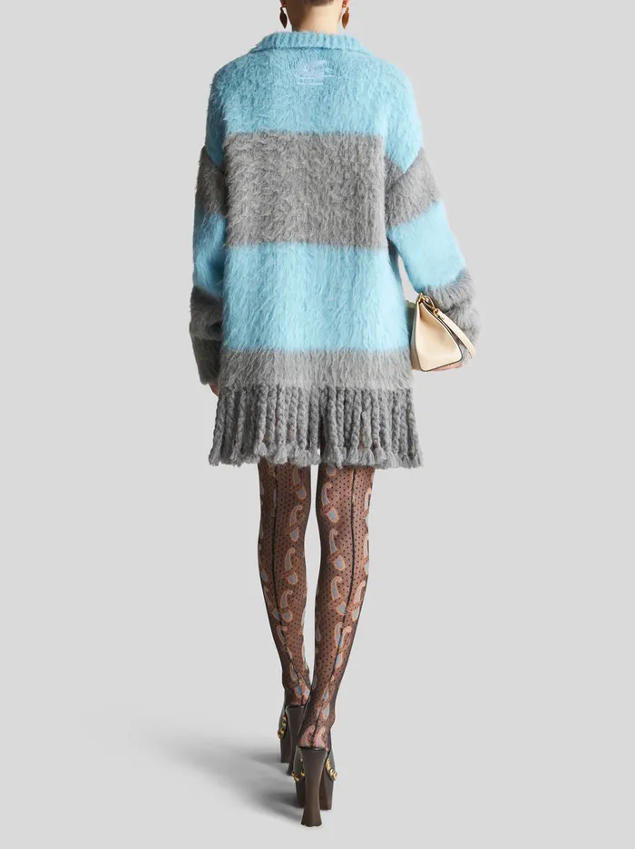 Women Striped Jumper Polo Dress With Fringe Etro Dresses