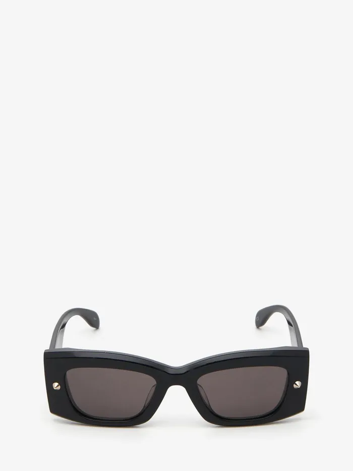 Women Sunglasses Alexander McQueen Spike Studs Rectangular Sunglasses Blacksmoke