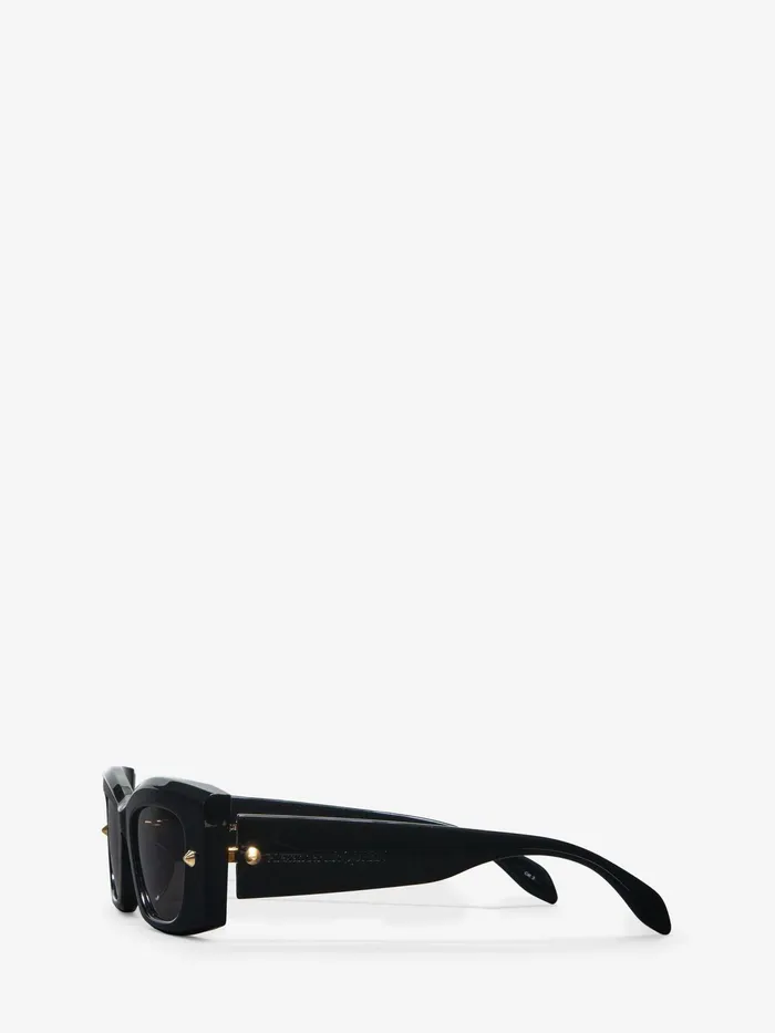 Women Sunglasses Alexander McQueen Spike Studs Rectangular Sunglasses Blacksmoke
