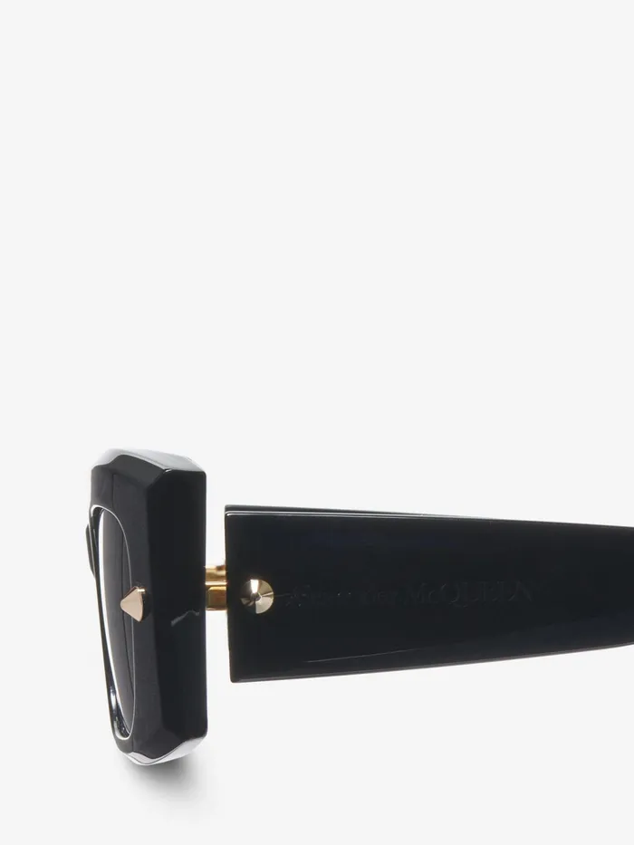 Women Sunglasses Alexander McQueen Spike Studs Rectangular Sunglasses Blacksmoke