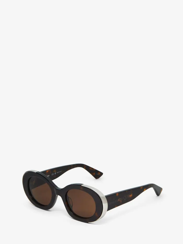 Women Sunglasses Alexander McQueen The Grip Oval Sunglasses Havanabrown