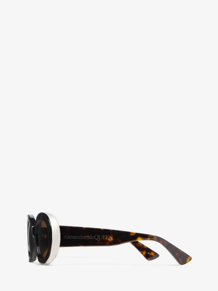 Women Sunglasses Alexander McQueen The Grip Oval Sunglasses Havanabrown