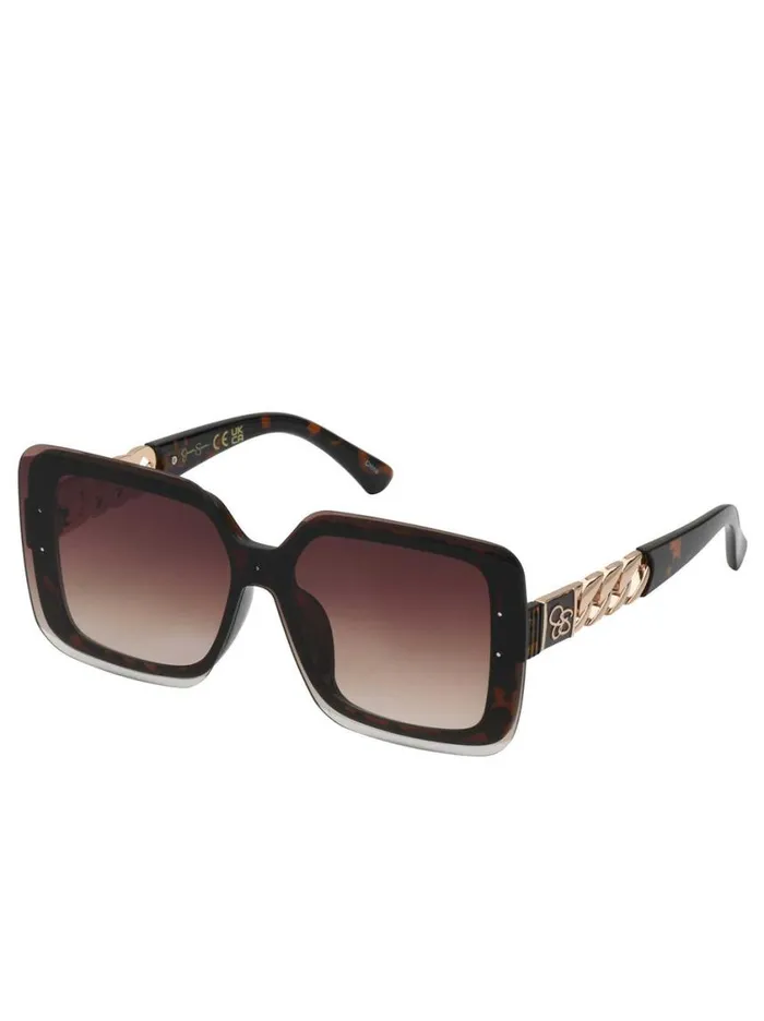 Women Sunglasses Jessica Simpson Glamorous Square Shield Sunglasses In Tortoise