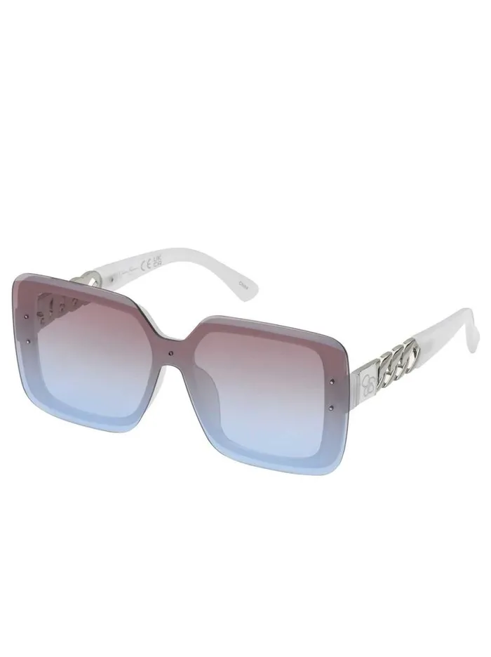 Women Sunglasses Jessica Simpson Glamorous Square Shield Sunglasses In White