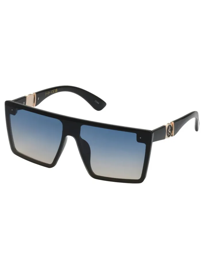 Women Sunglasses Jessica Simpson Oversized Square Shield Sunglasses In Black