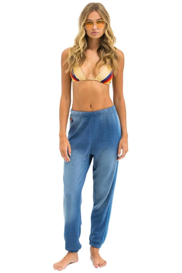 Women Sweatpants Aviator Nation 5 Stripe Sweatpants 8211 Faded Water