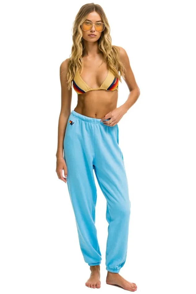 Women Sweatpants Aviator Nation 5 Stripe Sweatpants 8211 Sky Blue