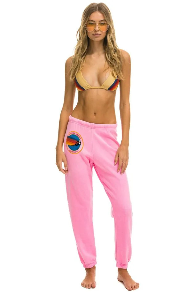 Women Sweatpants Aviator Nation Aspen Sweatpants 8211 Neon Pink