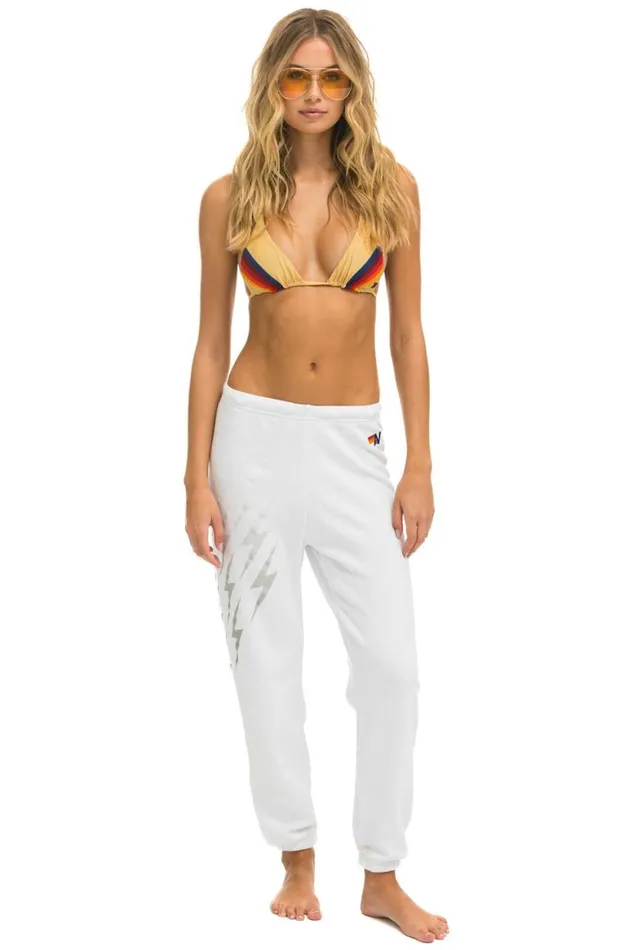 Women Sweatpants Aviator Nation Bolt Gradient Sweatpants 8211 White Grey