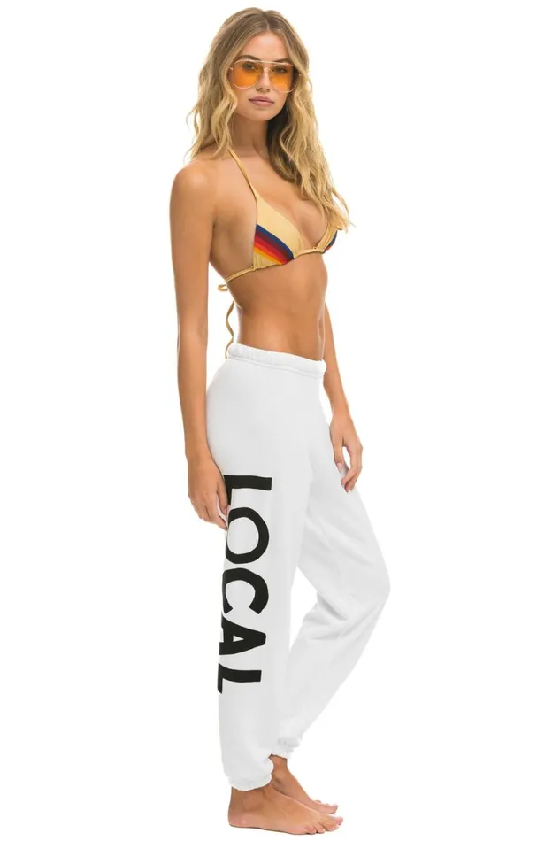 Women Sweatpants Aviator Nation Locals Only Sweatpants 8211 White