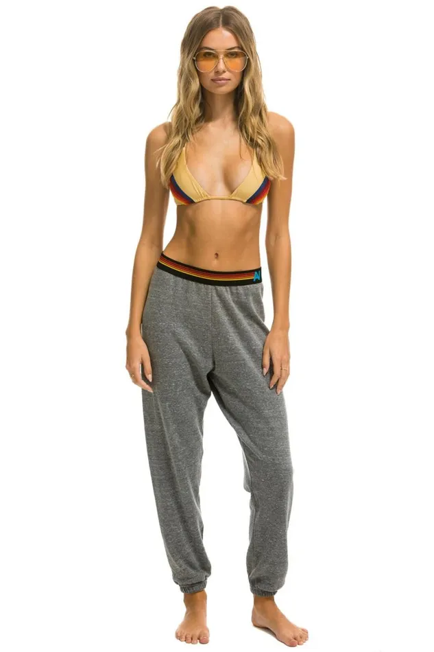 Women Sweatpants Aviator Nation Logo Stripe Sweatpants 8211 Heather Grey