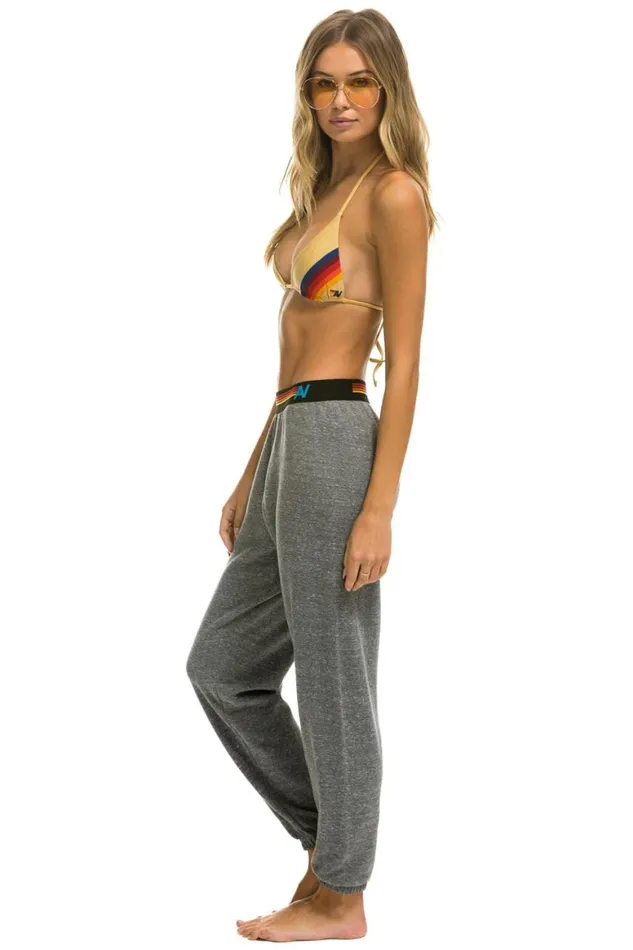 Women Sweatpants Aviator Nation Logo Stripe Sweatpants 8211 Heather Grey