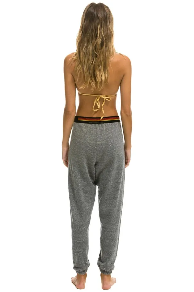 Women Sweatpants Aviator Nation Logo Stripe Sweatpants 8211 Heather Grey