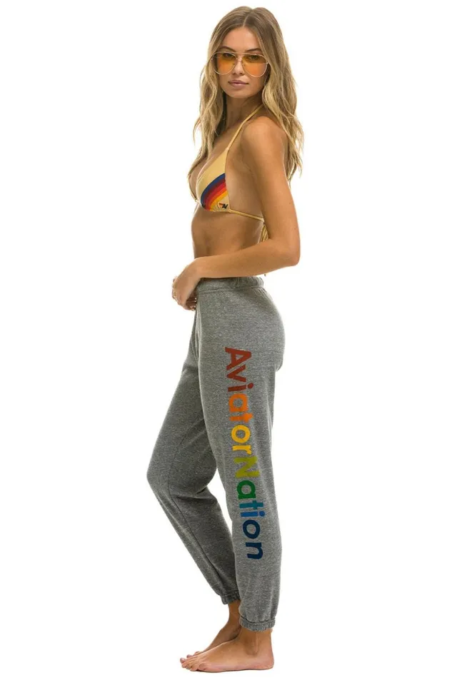 Women Sweatpants Aviator Nation Manhattan Beach Sweatpants 8211 Heather Grey