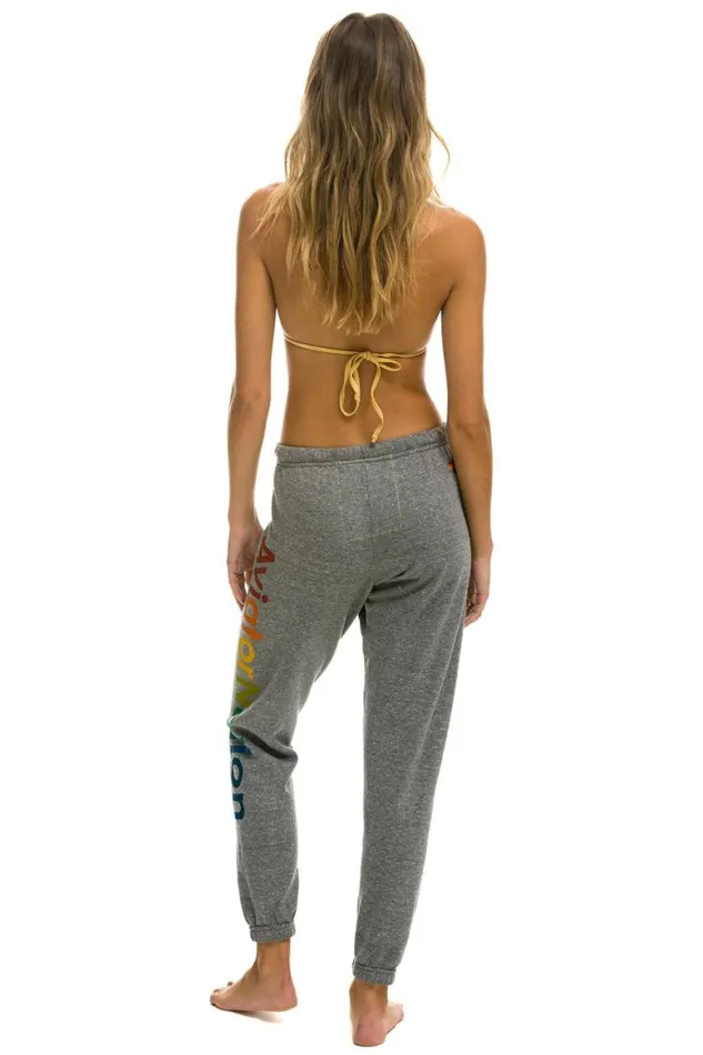Women Sweatpants Aviator Nation Manhattan Beach Sweatpants 8211 Heather Grey