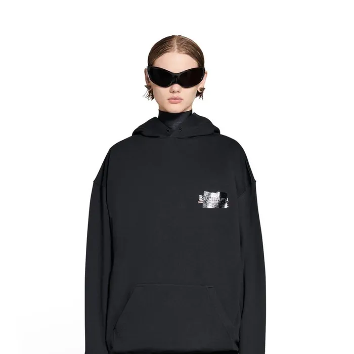Women Sweatshirts and Hoodies Balenciaga Gaffer Hoodie Medium Fit In Black