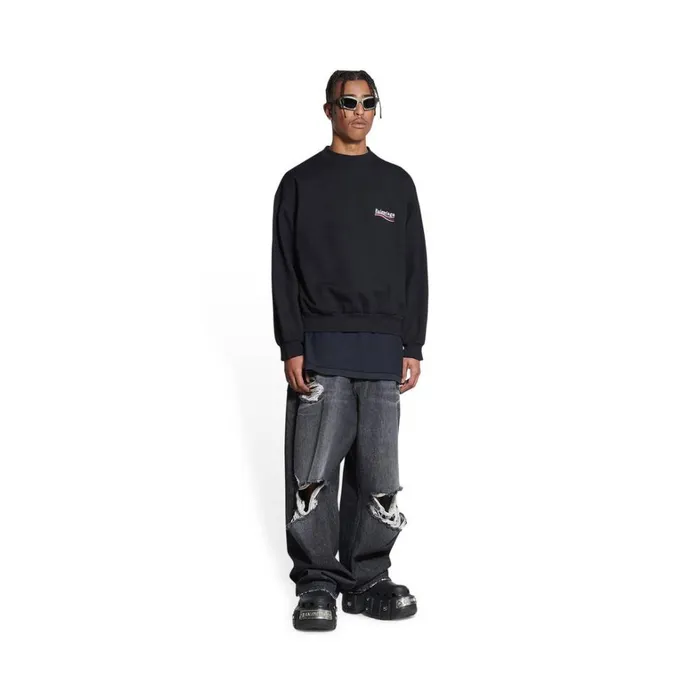 Women Sweatshirts and Hoodies Balenciaga Political Campaign Sweatshirt Regular Fit In Black Women Sweatshirts and Hoodies Balenciaga Political Campaign Sweatshirt Regular Fit In Black
