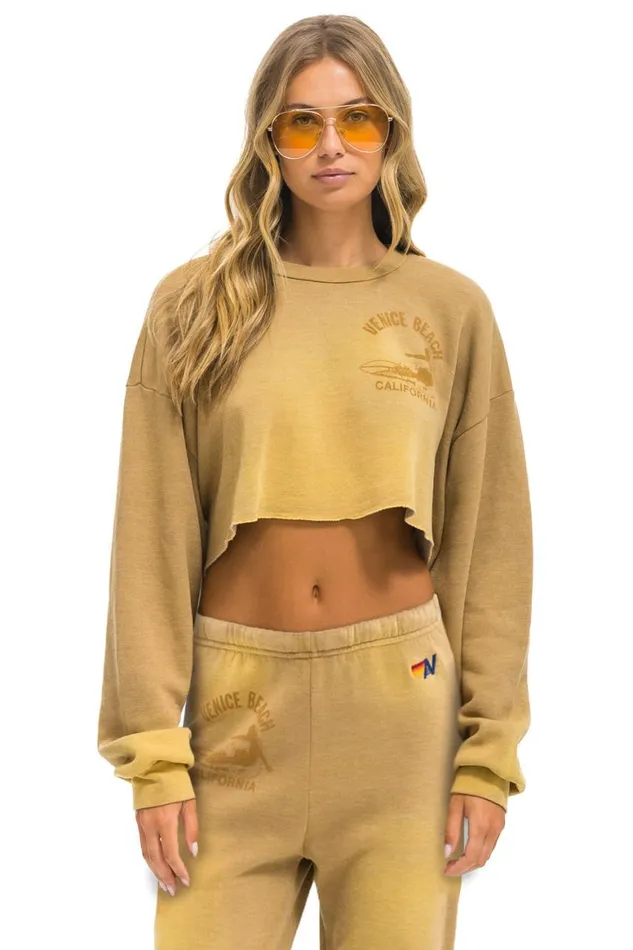 Women Sweatshirts Aviator Nation Venice Surfer Cropped Crew Sweatshirt Relaxed 8211 Faded Tan Women Sweatshirts Aviator Nation Venice Surfer Cropped Crew Sweatshirt Relaxed 8211 Faded Tan