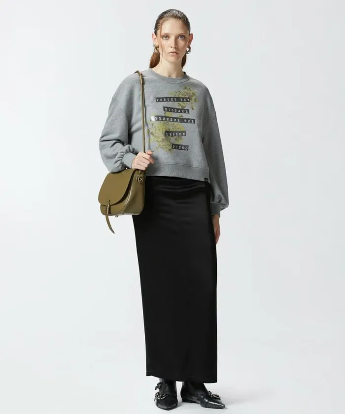 Women Sweatshirts Pinko Sweatshirt With Yellow Rose Print And Writing Drizzle Grey Women Sweatshirts Pinko Sweatshirt With Yellow Rose Print And Writing Drizzle Grey
