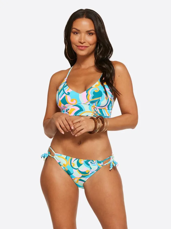 Women Swim Jessica Simpson Dream State Cropped Cami In Blue Multi